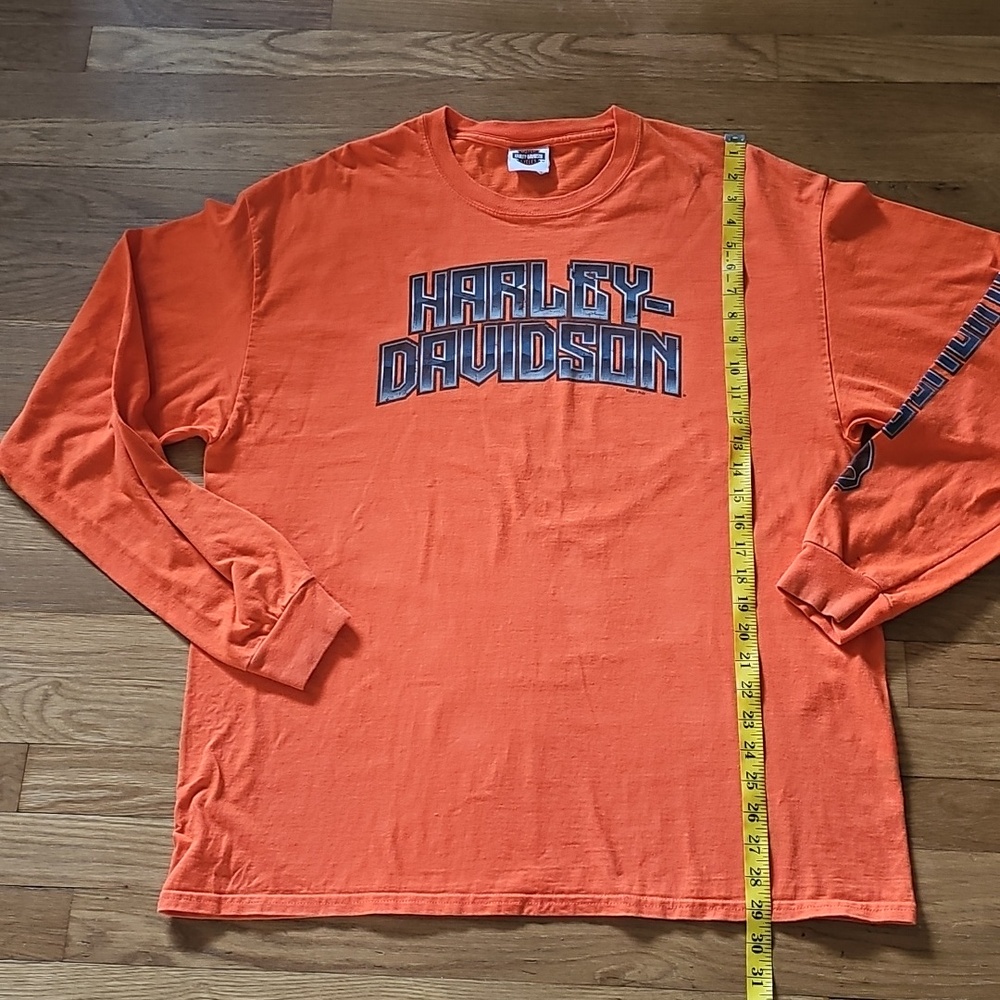 Harley Davidson Long Sleeve Safety Orange Somerset PA HD T-Shirt Men's Size XL - Picture 7 of 13